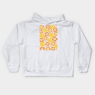 Funky Floral Pattern in Orange, Yellow and Peach Kids Hoodie